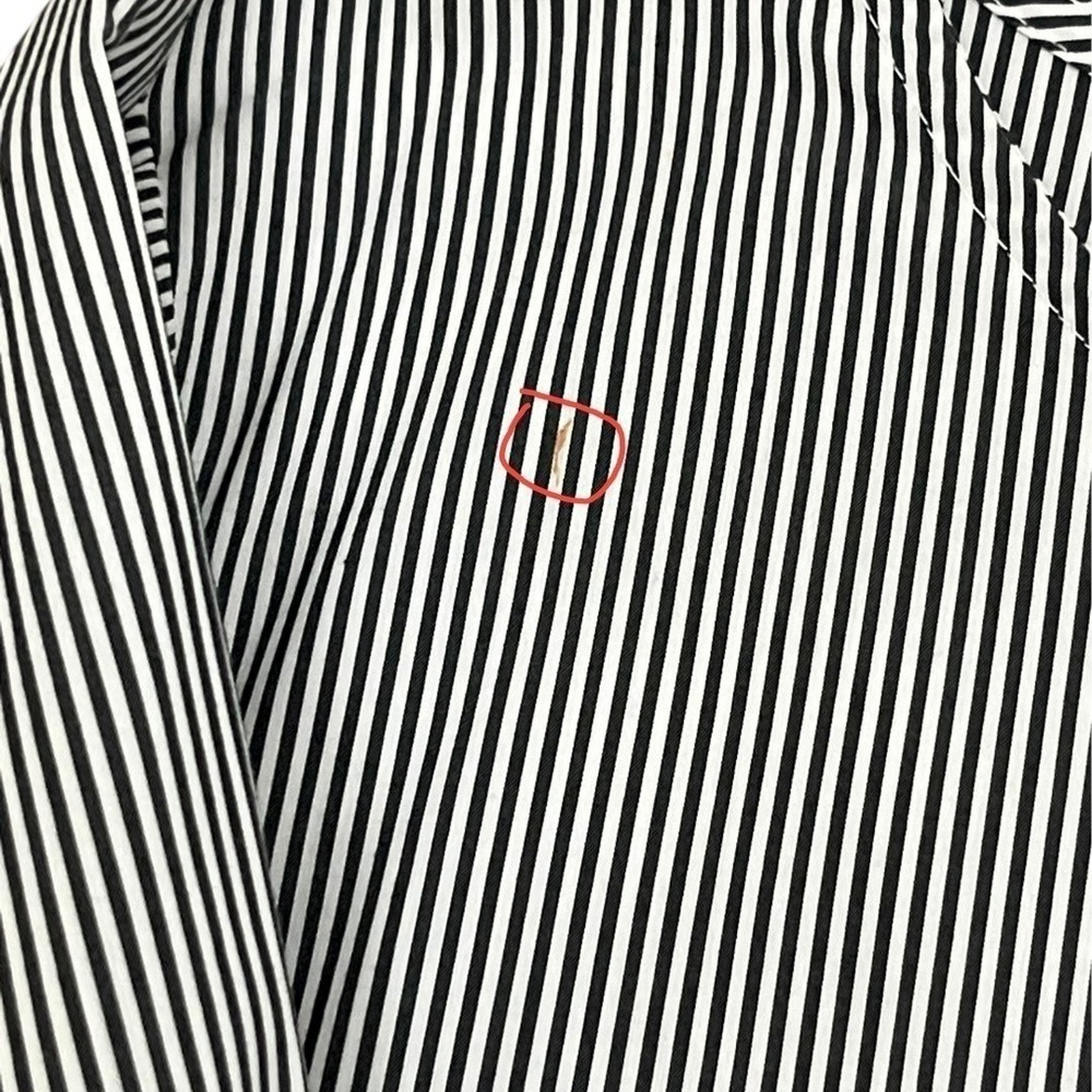 Liz Claiborne Blouse Womens XXL Black White Good Striped Floral Embroidered Puff - Picture 7 of 12